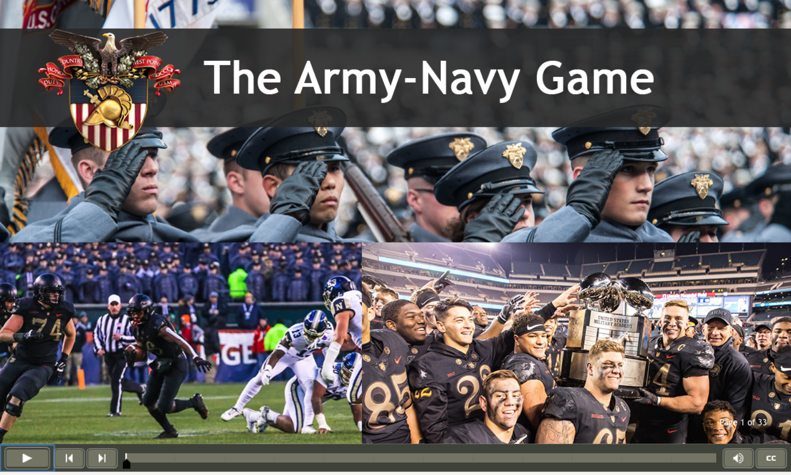 Title page for The Army-Navy Game course